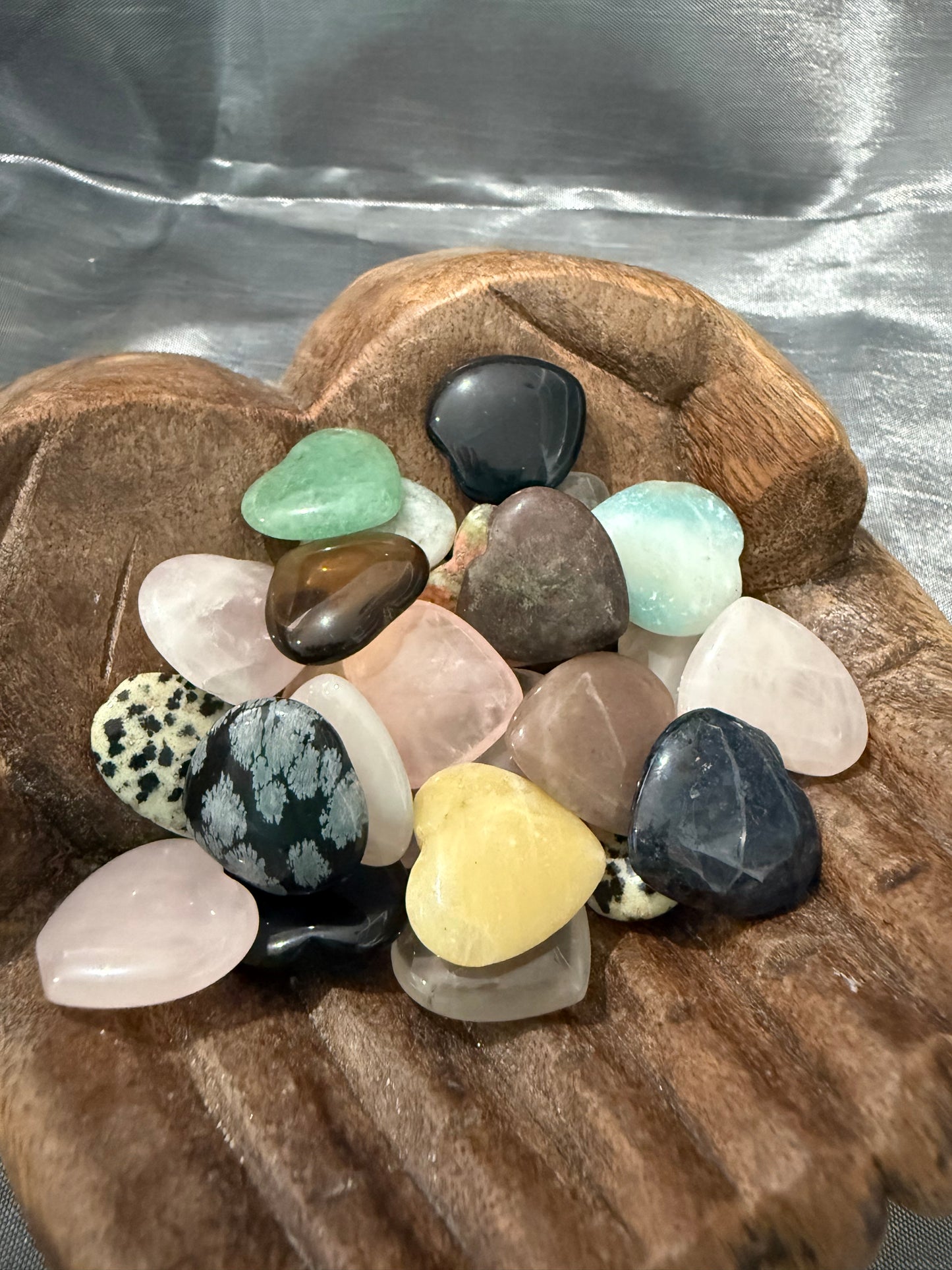 Mini gemstone heart carvings