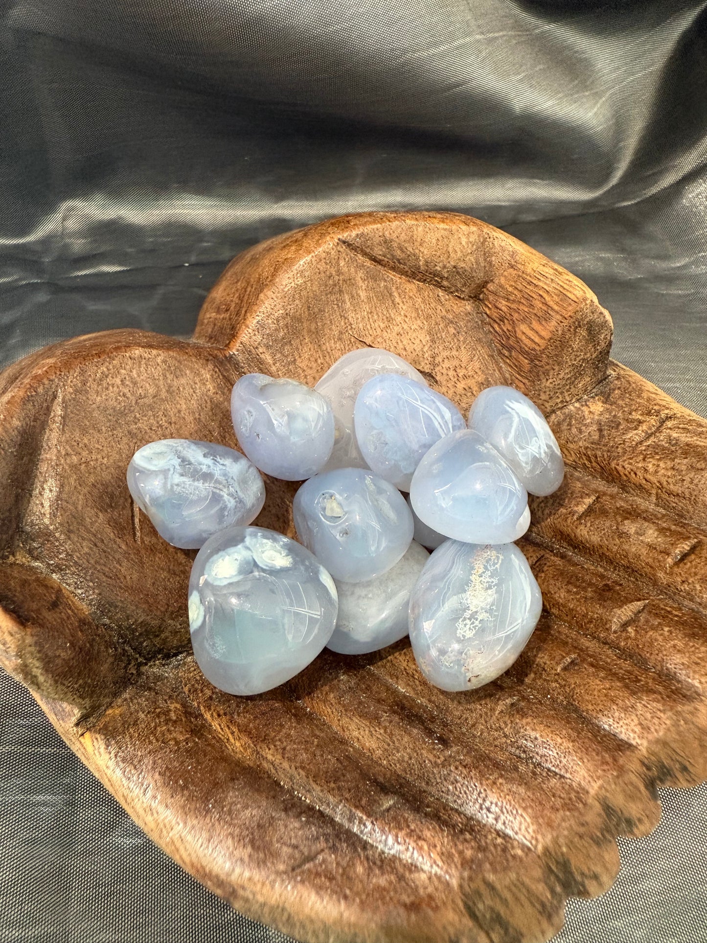 Blue Chalcedony tumbled stone