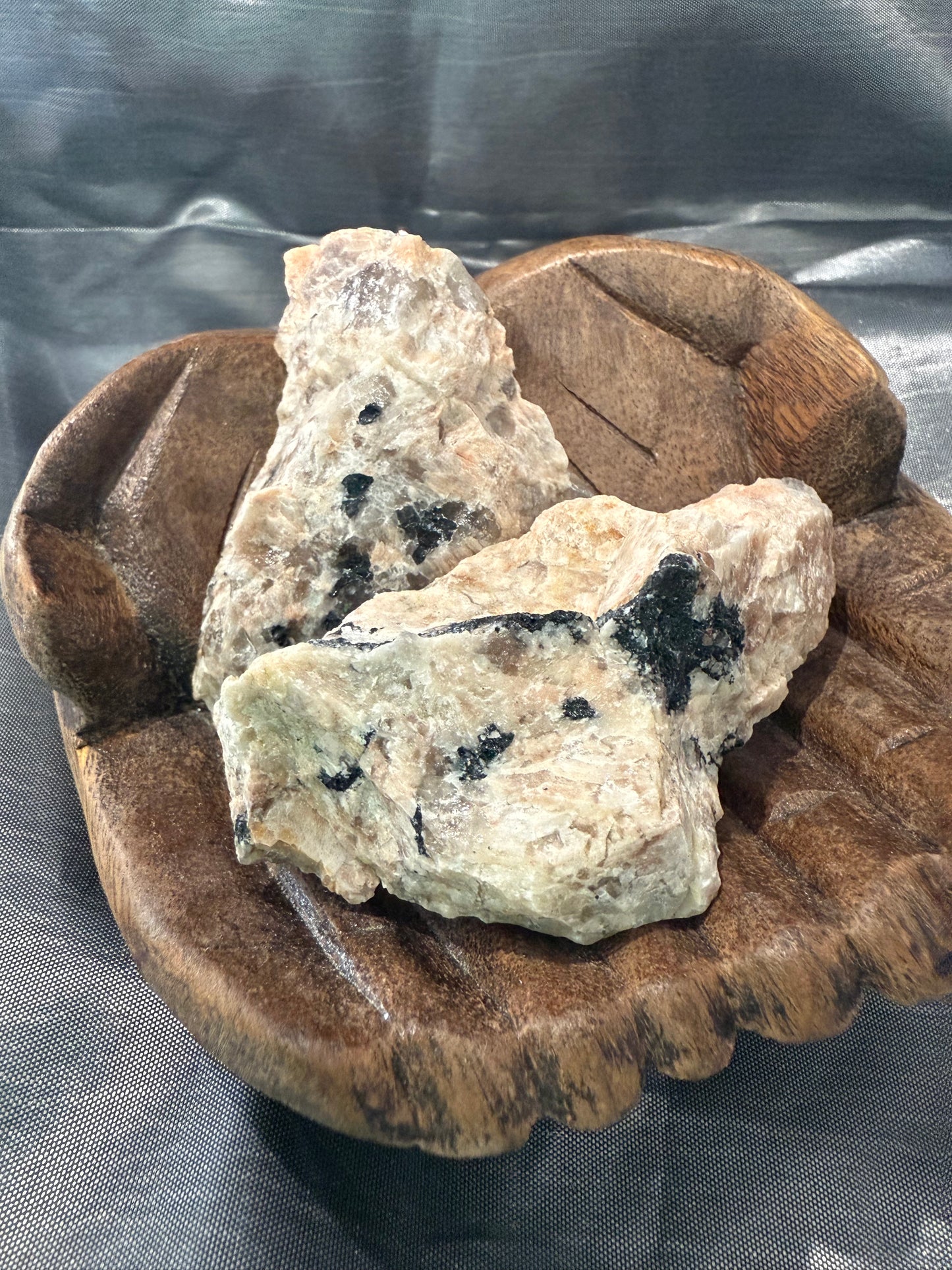 Tourmaline in feldspar raw stone