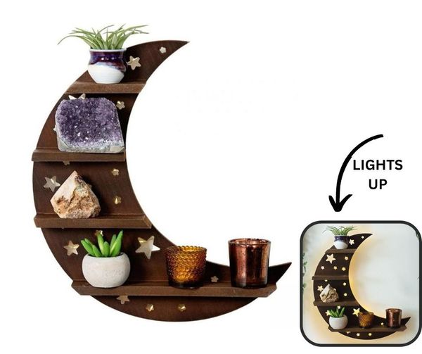 Wooden Moon LED Shelf
