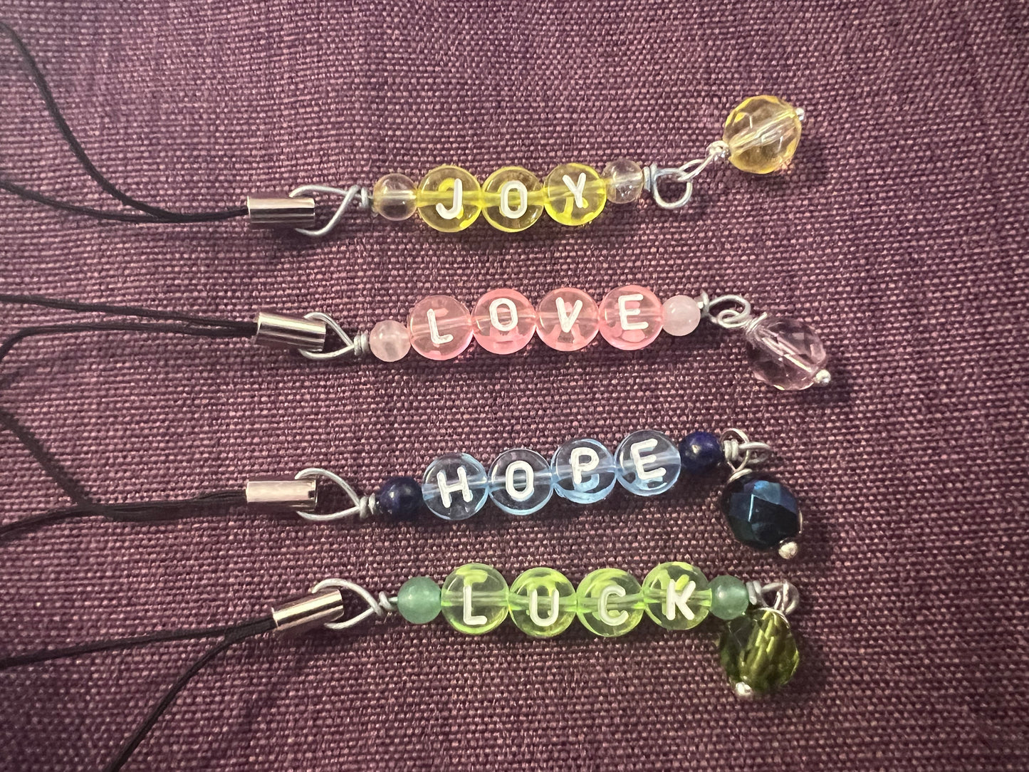 Positive affirmation keyring/ dangle with gemstone