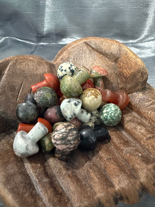 Mini Mushroom gemstone carvings