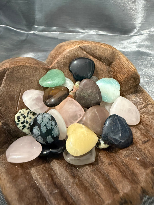 Mini gemstone heart carvings
