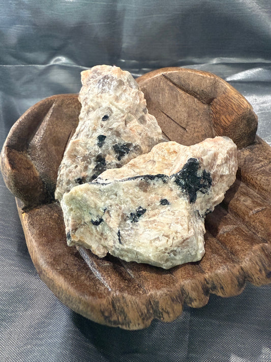 Tourmaline in feldspar raw stone