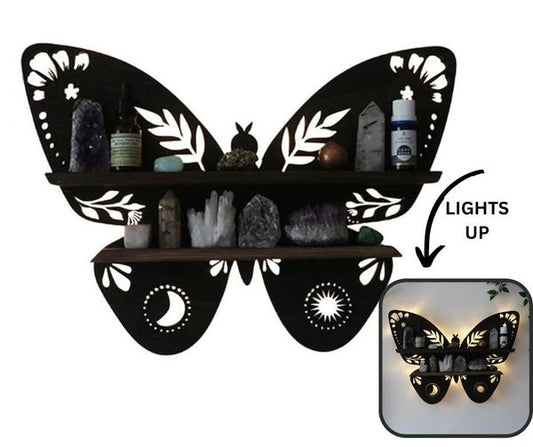 Wooden Butterfly LED Shelf