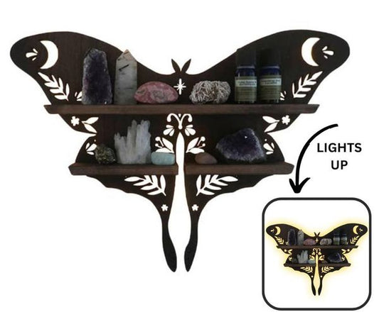 Wooden Lunar Moth  LED Shelf