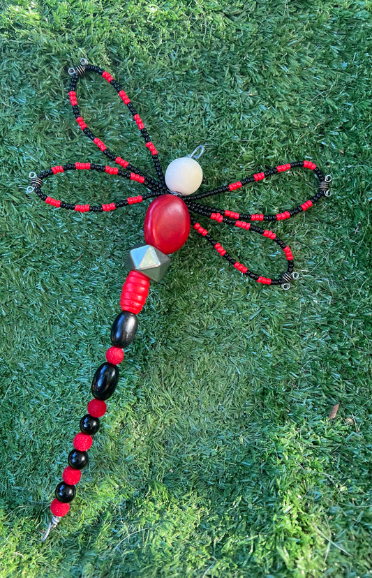 Beaded dragonfly - red
