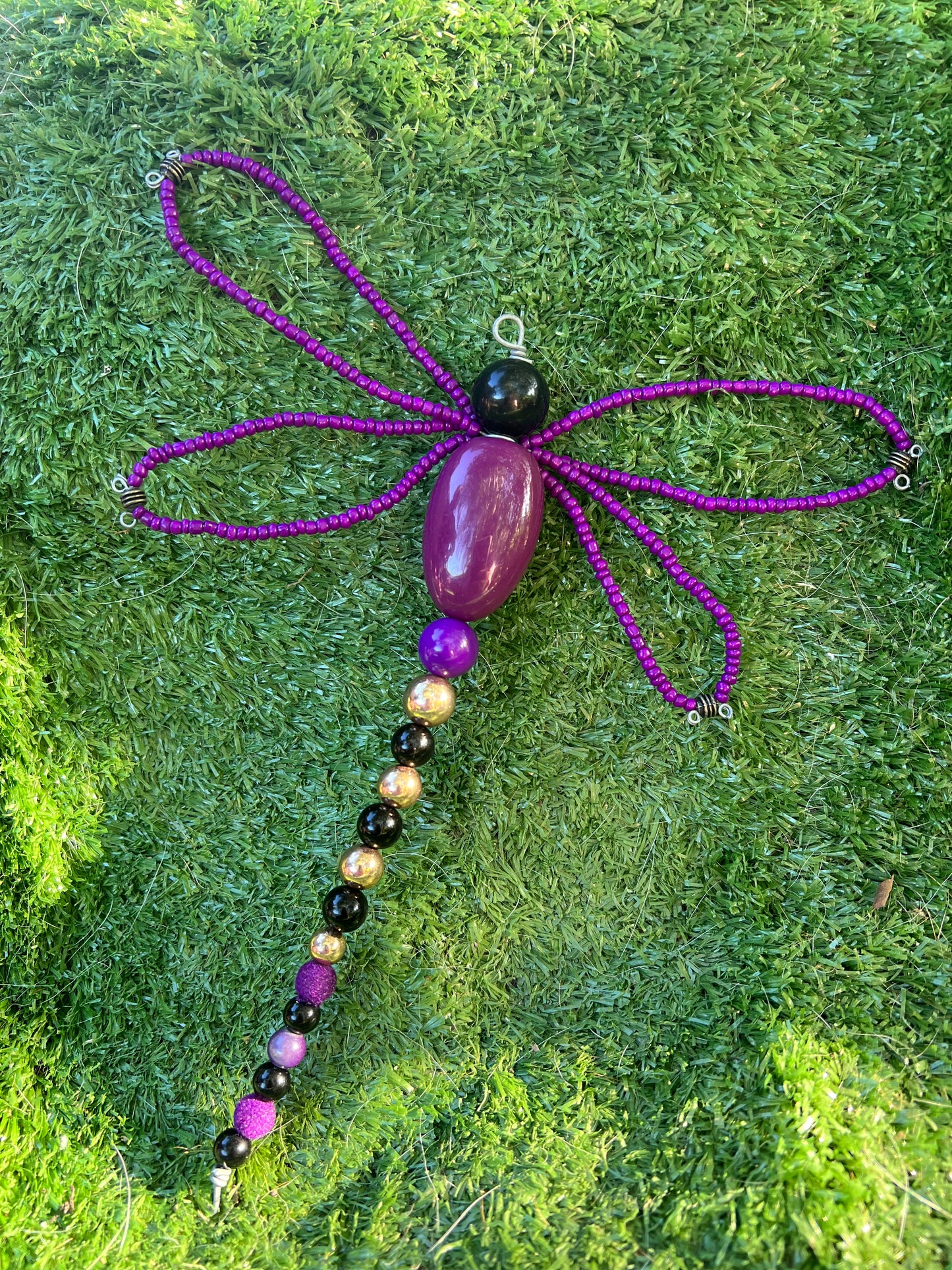 Beaded dragonfly - purple