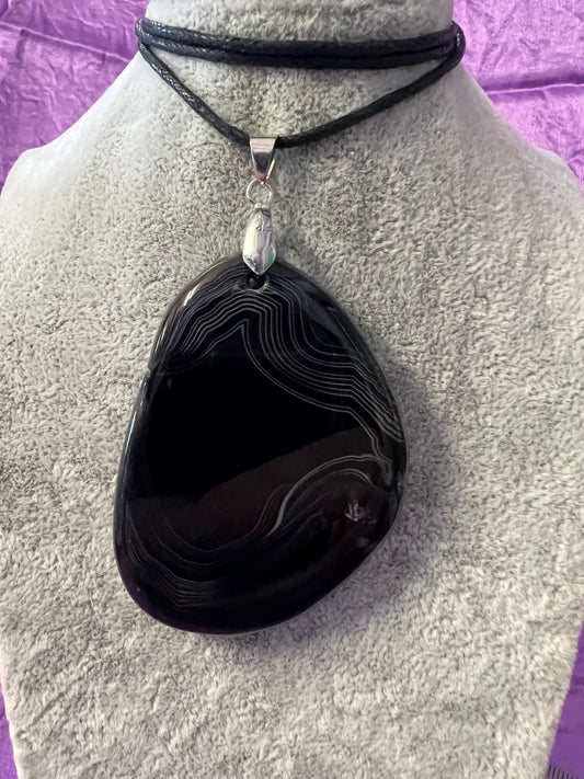 Agate Necklace "Inky Depths"
