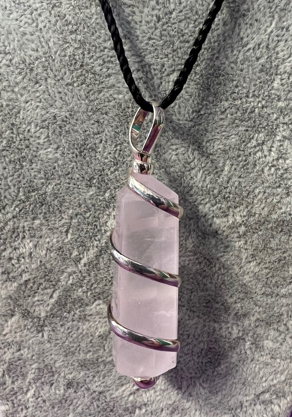 Wire wrapped crystal point necklace