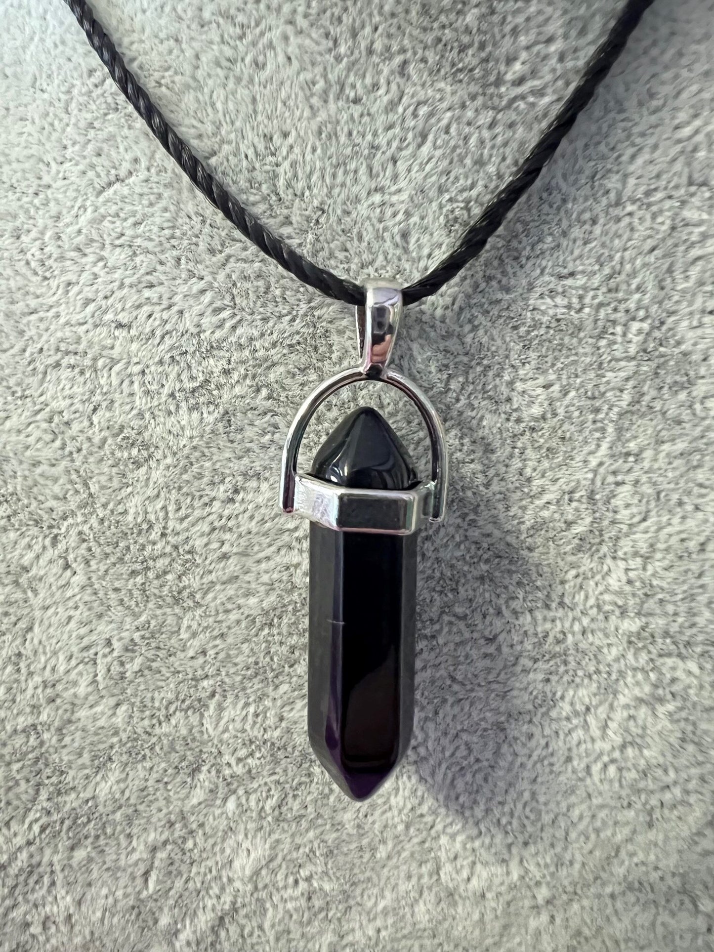 Double terminated crystal point necklace