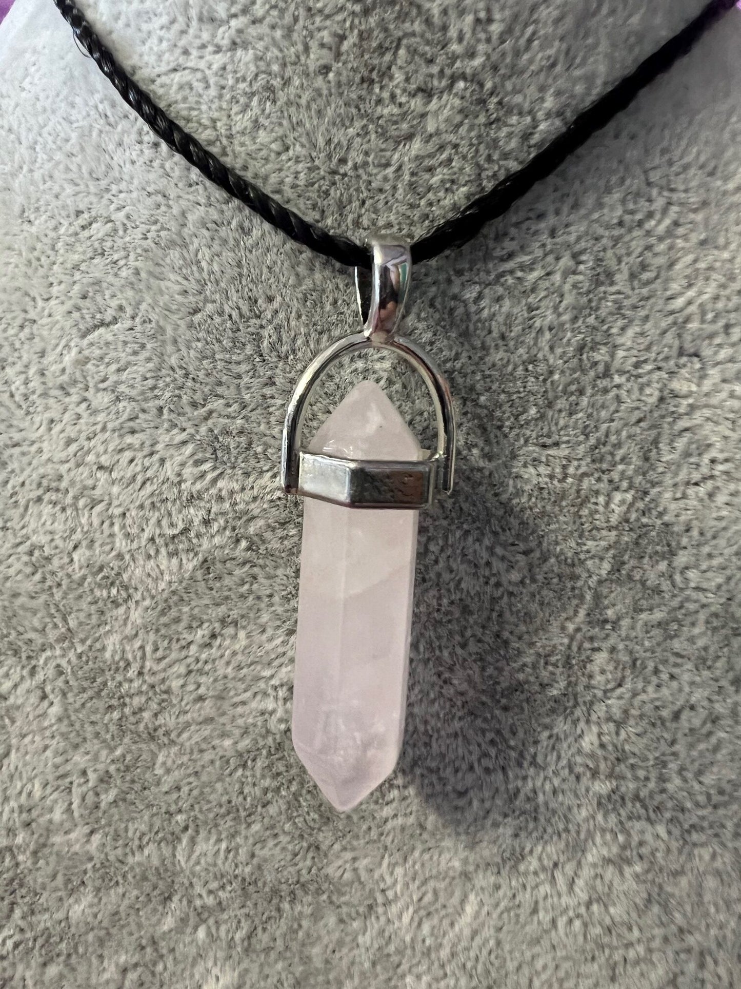 Double terminated crystal point necklace
